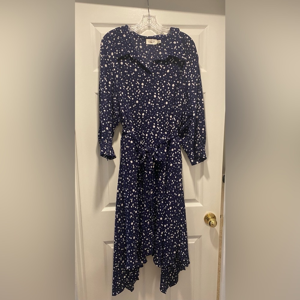 Eliza J | Blue with white polka dots midi dress | Size 22W